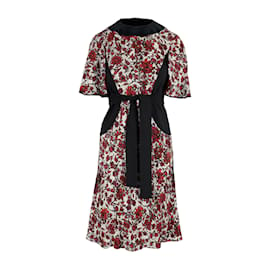 Louis Vuitton-Louis Vuitton Rot-Schwarzes Kleid mit Blumenmuster-Mehrfarben