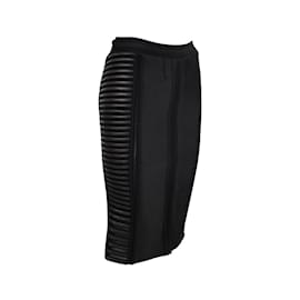 Roberto Cavalli-Roberto Cavalli Strechy Midi Skirt with Lined Details-Black