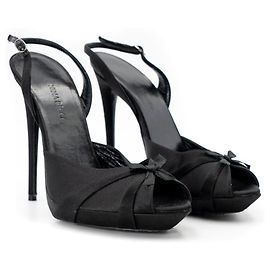 Sandales à plateforme Nina Ricci en satin noir Noir
