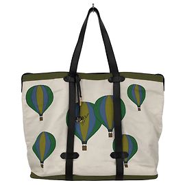 Borsa tote Loro Piana in tela bianca con palloncini verdi e blu Multicolore