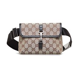 Gucci Brown GG Canvas Jackie Belt Bag Brown Beige Dark brown