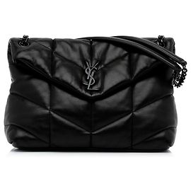 Saint Laurent Black Medium LouLou Puffer Shoulder Bag Black