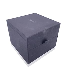 Yves Saint Laurent-Black Fabric Jewelry Storage Trinket Box Case-Black