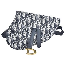 Dior Riñonera Saddle de lona oblicua Azul