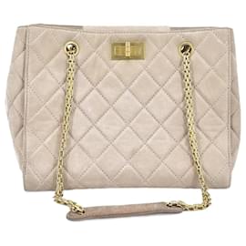 Chanel-Reissue Quilted Caviar Chain Tote Bag-Beige