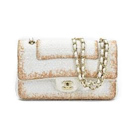 Chanel-Medium Wool Double Flap Bag-White