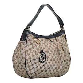 Gucci-GG Canvas Sukey Hobo Bag 232955-Brown