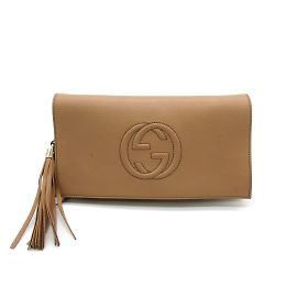 Gucci Soho-Clutch aus Leder 337000 Beige