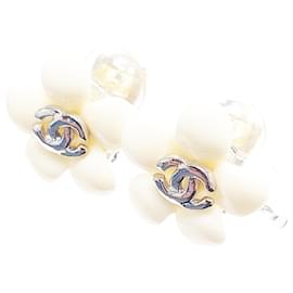 Chanel-*Chanel Coco Mark Flower Earrings-White