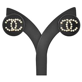 Chanel-*Chanel Rhinestone Earrings-Black