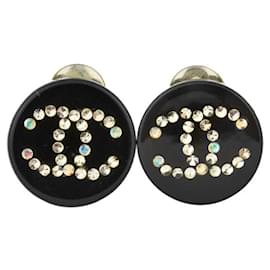 Chanel-*Chanel Rhinestone Earrings-Black