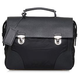 Prada Borsa da lavoro in tessuto Saffiano nero Nero