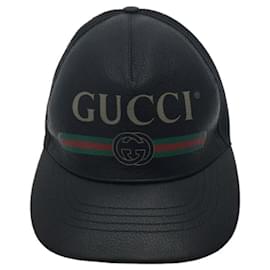 Gucci-**Boné de Couro Preto Gucci-Preto