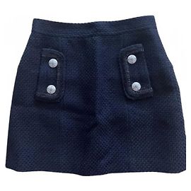 Chanel Mini Skirt Navy Blue Wool 38 Navy blue