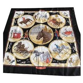 Foulard Hermès Auteuil a maggio seta nera Nero