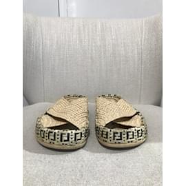 Fendi-FENDI  Sandals T.EU 37.5 cloth-Beige