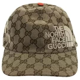Gucci-**GUCCI × THE NORTH FACE Beigefarbene GG-Baseballkappe-Beige