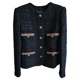 CHANEL Tweedjacke Schwarz Golden