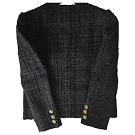 Chanel-chanel tweed jacket-Black,Golden