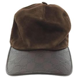 **Gucci Brown Leather Cap Brown