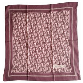 Christian Dior Dior scarf in burgundy silk with oblique pattern Dark red