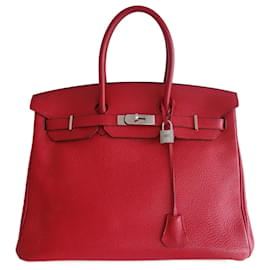 Hermès-Sac Hermes Birkin 35 rouge-Rouge
