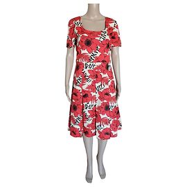 Abito Gucci beige e rosso papavero Rosso