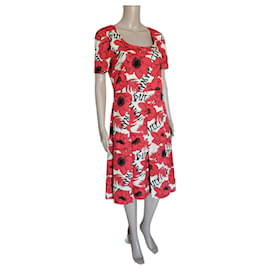 Gucci-Gucci-Kleid in Beige und Mohnrot-Rot