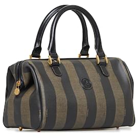 Fendi-Fendi Brown Pequin Boston Bag-Brown