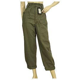 Calça cargo assimétrica com bolso militar caqui Saint Laurent com fivelas tamanho grande 38 Caqui