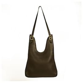 Hermès-Hermes Dark Brown Clemence Leather Sac Massai PM Shoulder Bag Crossbody-Brown