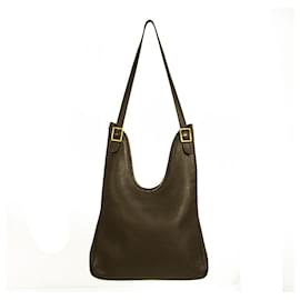 Hermès-Hermes Dark Brown Clemence Leather Sac Massai PM Shoulder Bag Crossbody-Brown