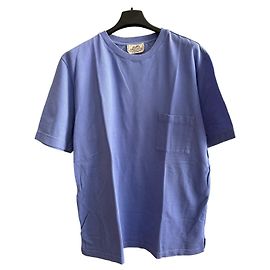 Hermès Vintage cotton piquet tshirt Light blue