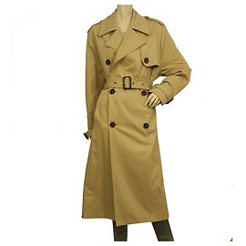 Saint Laurent Jaqueta clássica trench coat bege com forro e cinto FR 36 Tamanho Bege