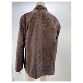 Fendi-Beautiful jacket / Fendi Zucca monogram lined F logo jacket-Brown
