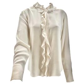 Chanel Blusa creme cru / Casca de ovo. Preço original $1610.00 Cru Creme Fora de branco