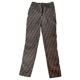Superb Fendi trousers Zucca lined F logo monogram Brown Light brown Dark brown