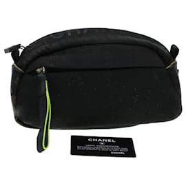 Chanel-CHANEL Clutch Bag Nylon Black CC Auth bs5031-Black