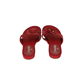 Chanel-Chanel Camelia Flat Sandals-Red