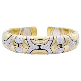 inconnue-Two gold bangle bracelet, diamants.-Other