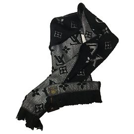 Sciarpa Louis Vuitton Logomania in lana nera Nero