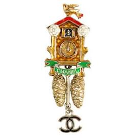 Chanel-Rare Limited Edition Chanel Cuckoo Clock Brooch  Pin-Multiple colors