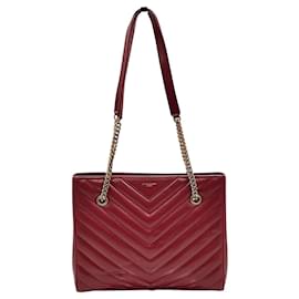 Saint Laurent-Saint Laurent Tribeca shoulder bag in burgundy leather-Other