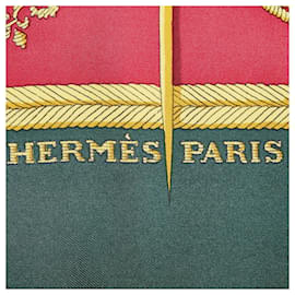 Hermès-Hermes Red Les Armes de Paris Silk Scarf-Red