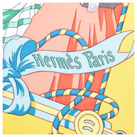 Hermès-Lenço de Seda Hermes Yellow Umbrelles et Parapluies-Amarelo