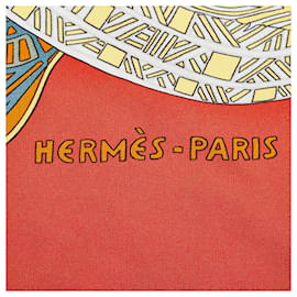 Hermès-Hermes Red Arte Des Steppes Silk Scarf-Red