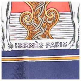 Hermès-Hermes Blue Au Fil de la Soie Silk Scarf-Blue