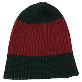 Gucci-**Boné de malha de lã Gucci verde x vermelho-Vermelho,Verde