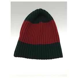 Gucci-**Boné de malha de lã Gucci verde x vermelho-Vermelho,Verde