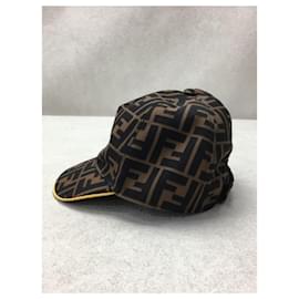 Fendi-**FENDI KIDS Brown Cotton Cap-Brown